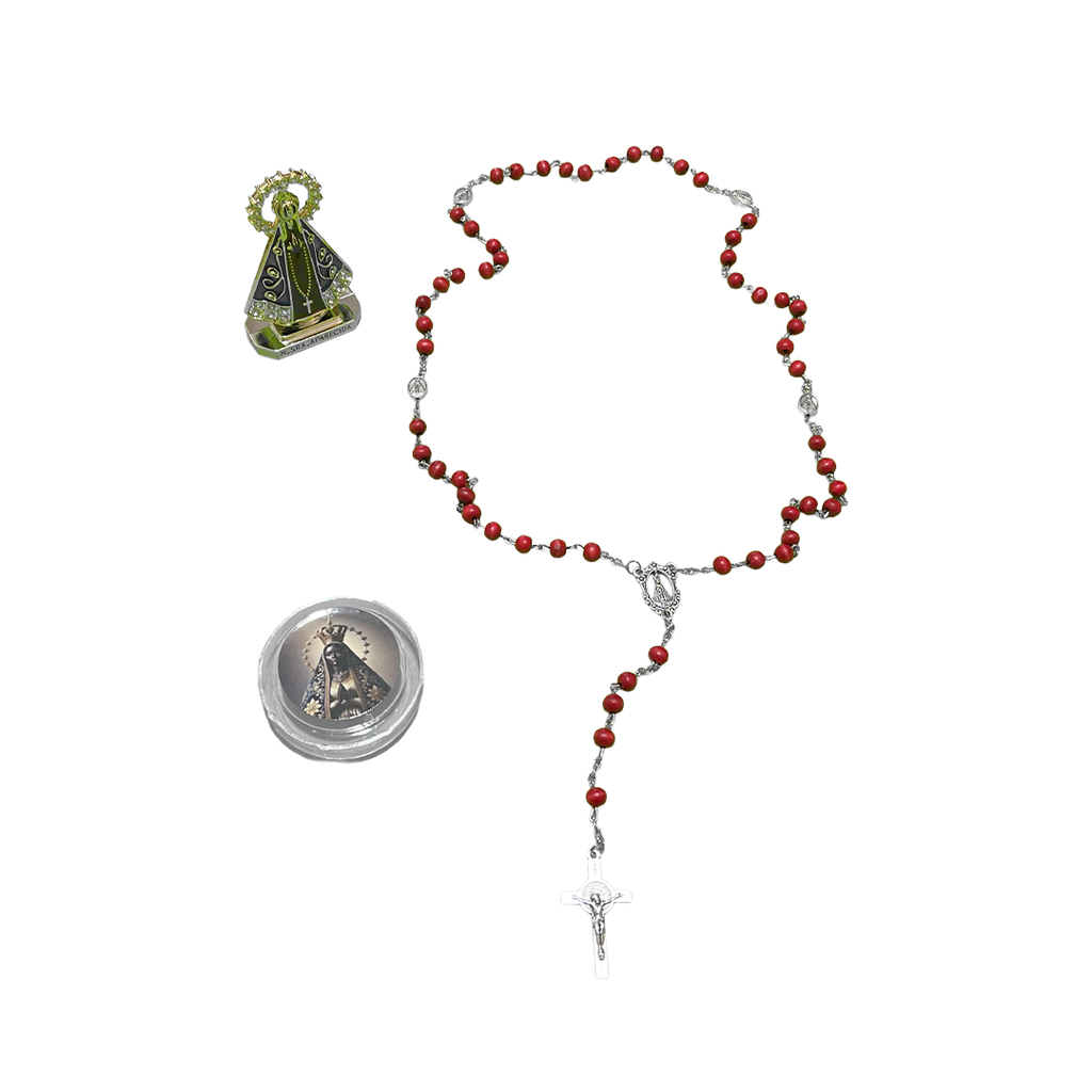 [013] Terço Perfumado Vermelho de Nossa Senhora de Aparecida