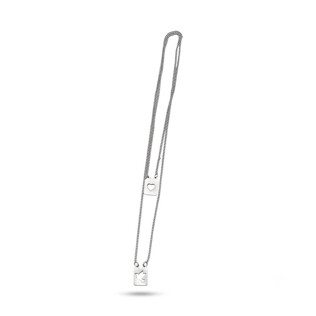 [021] Escapulario Aco Inox Espirito Santo e Coracao