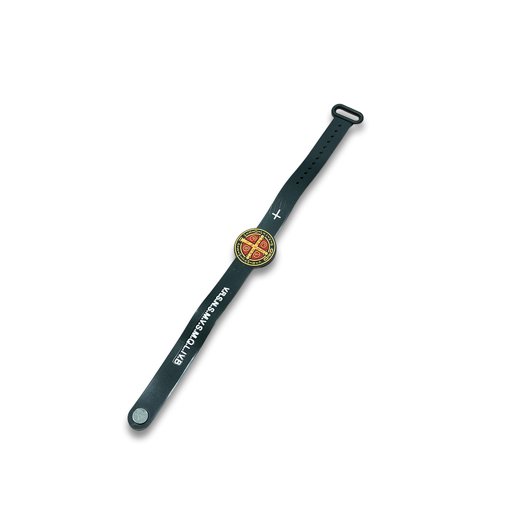 [026] Pulseira Silicone de Sao Bento Preta