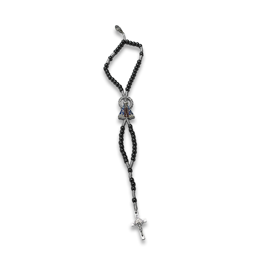 [030] Pulseira Terco de Hematita de Nossa Senhora de Aparecida