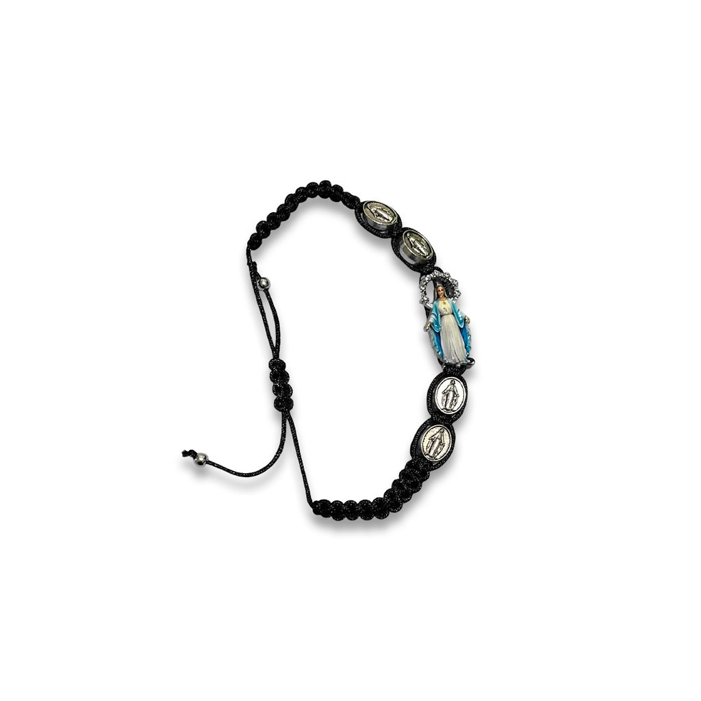 [039] Pulseira Macrame Regulavel Nossa Senhora das Gracas