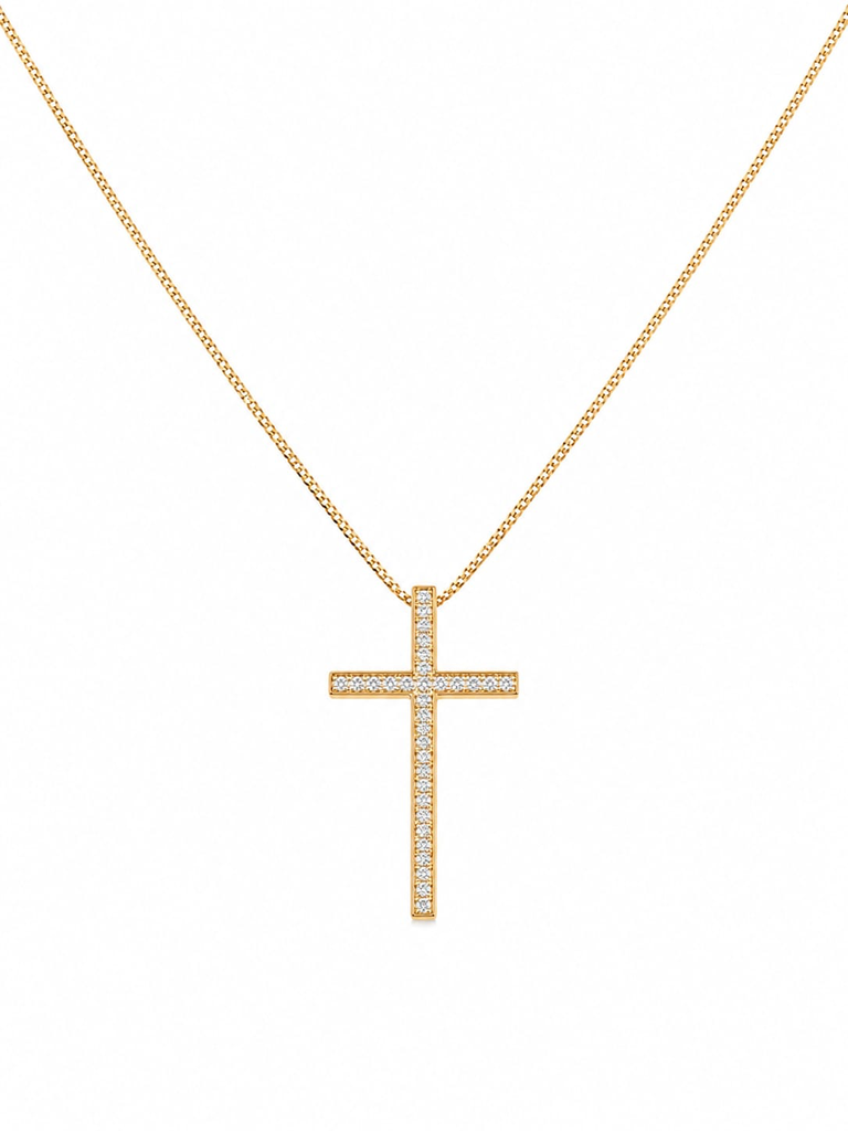 [094] Colar Cruz Cravejada Dourado