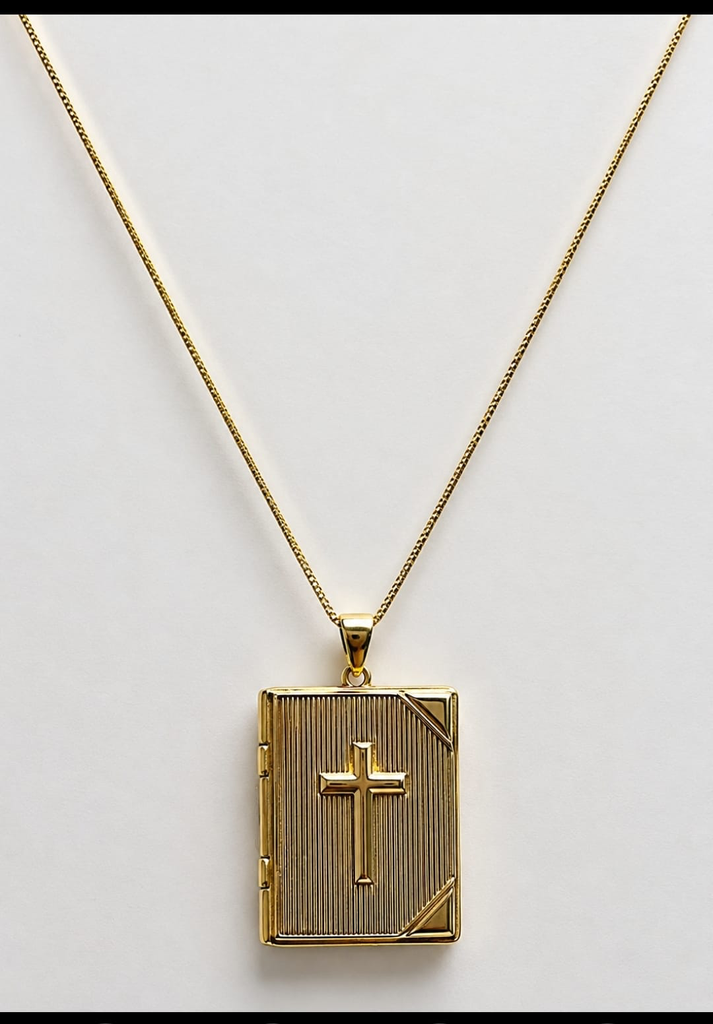 Colar Dourado Relicário Bíblia