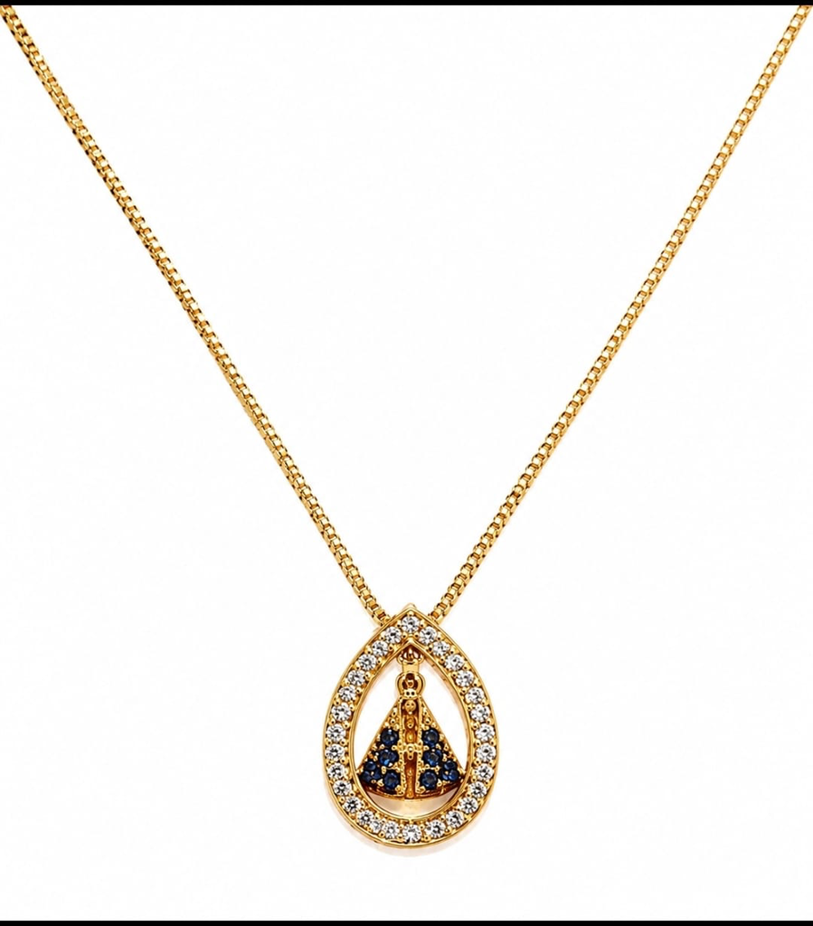 Colar Gota Dourado Mini Nossa Senhora de Aparecida