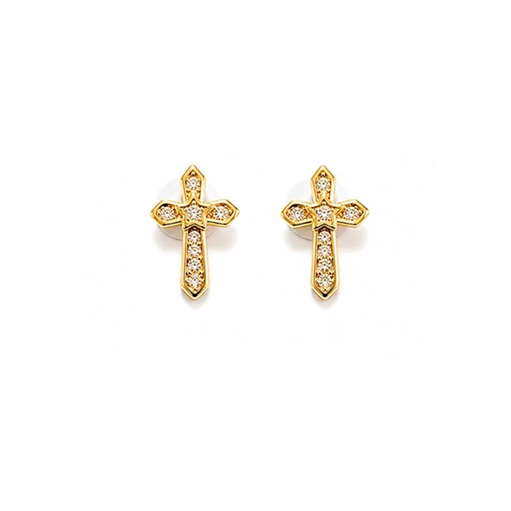 [113] Brinco Dourado Mini Cruz Cravejada Estrela