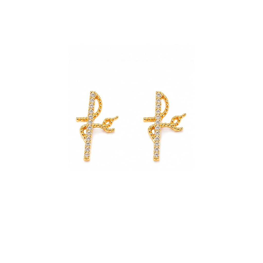 [116] Brinco Dourado Fé Zircônia Cristal Cravejado